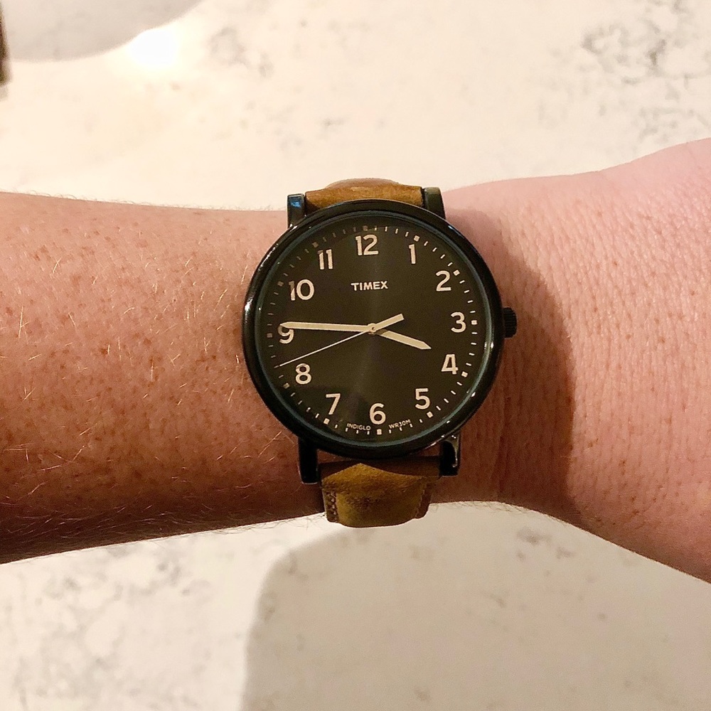 Timex T2N677 Tan Leather Strap 30M EUC